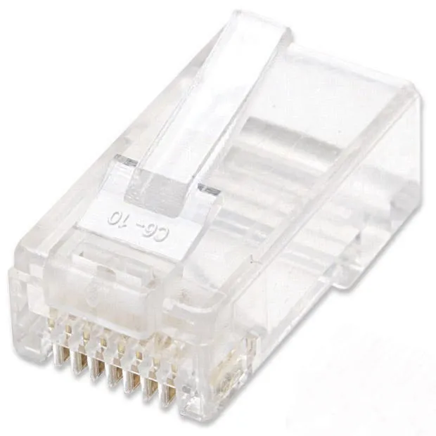 Intellinet 100er-Pack Cat6 RJ45-Modularstecker, UTP, 2-Punkt-Aderkontaktierung, für Litzendraht, 100 Stecker pro Becher Intellinet 100er-Pack Cat6 RJ45-Modularstecker, UTP, 2-Punkt-Aderkontaktierung, für Litzendraht, 100 Stecker pro Becher
