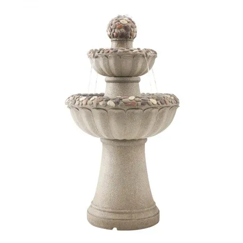 VEVOR Gartenbrunnen für den Außenbereich, 927 mm hoch, moderner 2-stufiger Wasserfall, Springbrunnen aus Fiberglas & Harz, mit Wasserpumpe, für Gärten, Terrassen, Hinterhöfe, Heimdekoration – Bild 9