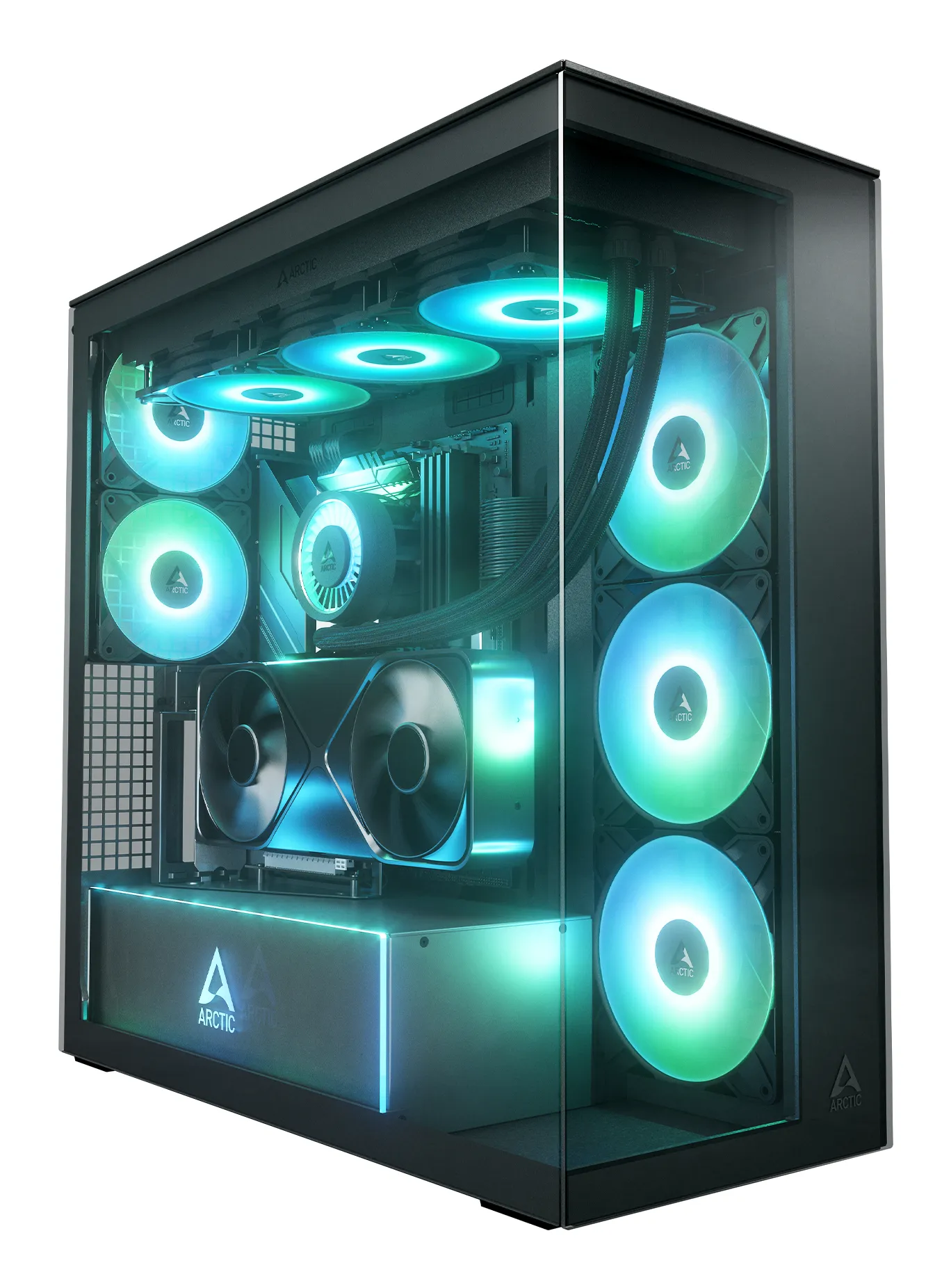 ARCTIC Xtender VG (Mirror Black) Premium E-ATX PC-Gehäuse mit vertikaler GPU-Montage ARCTIC Xtender VG (Mirror Black) Premium E-ATX PC-Gehäuse mit vertikaler GPU-Montage