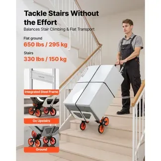 VEVOR Treppensackkarre Klappbar, Sackkarre 150 kg Tragkraft, Treppensteiger aus Aluminiumlegierung mit Teleskopgriff, 6 Rädern & 2 Spanngurten, Stapelkarre für Haushalt, Einkauf & Lager VEVOR Treppensackkarre Klappbar, Sackkarre 150 kg Tragkraft, Treppensteiger aus Aluminiumlegierung mit Teleskopgriff, 6 Rädern & 2 Spanngurten, Stapelkarre für Haushalt, Einkauf & Lager