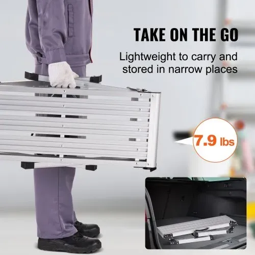 VEVOR Alu Arbeitsplattform Klappwerkbank 76x30x50,8cm Arbeitsbühne 150 kg Tragfähigkeit Trittbank mit Sicherheitsschlössern Trittleiter für Zuhause Büro Werkstatt & Garage Silber – Bild 3