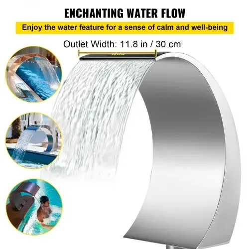 VEVOR Schwalldusche Pool 30 x 60 x 45 cm Schwallbrause, Grau Pool Wasserschwall, Edelstahl Schwimmbad Poolfontäne, Gartenteich Dekoration Brunnen, Konstanter Wasserfluss, Gebogenes Design – Bild 4