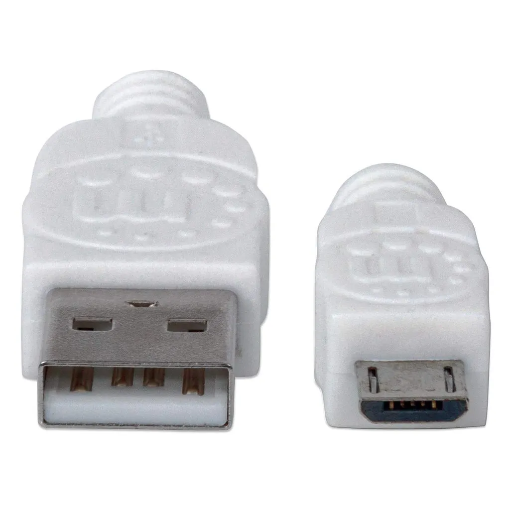 Manhattan Hi-Speed USB Micro-B Anschlusskabel, USB 2.0, Typ A Stecker - Micro-B Stecker, 480 Mbps, 1 m, weiß – Bild 3