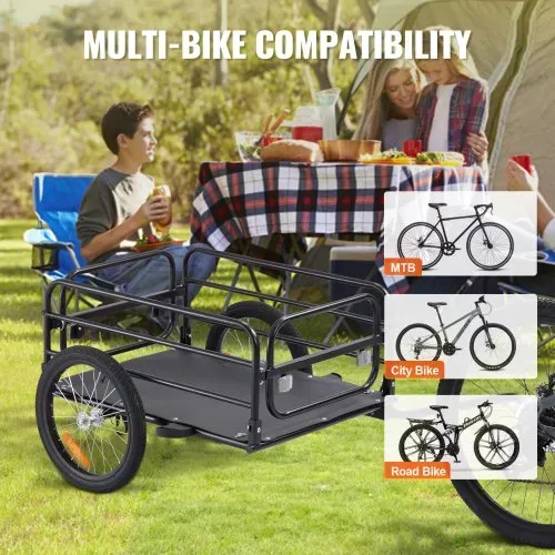 VEVOR Fahrradanhänger, 72 kg Tragkraft, robuster Fahrradwagen, kompakte Aufbewahrung und Schnellverschluss mit Universalkupplung, 40,6 cm Räder, passend für 55,9–71,1 cm große Fahrradräder – Bild 5