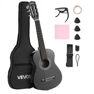 VEVOR Konzertgitarre, 780 mm, Holz-Klassikgitarren-Starter-Set für Anfänger, mit Nylonsaiten, Gigbag, Gurt, Stimmgerät, zusätzlichen Saiten, Plektren, Kapodaster, Linde, für Einsteiger, Schwarz VEVOR Konzertgitarre, 780 mm, Holz-Klassikgitarren-Starter-Set für Anfänger, mit Nylonsaiten, Gigbag, Gurt, Stimmgerät, zusätzlichen Saiten, Plektren, Kapodaster, Linde, für Einsteiger, Schwarz