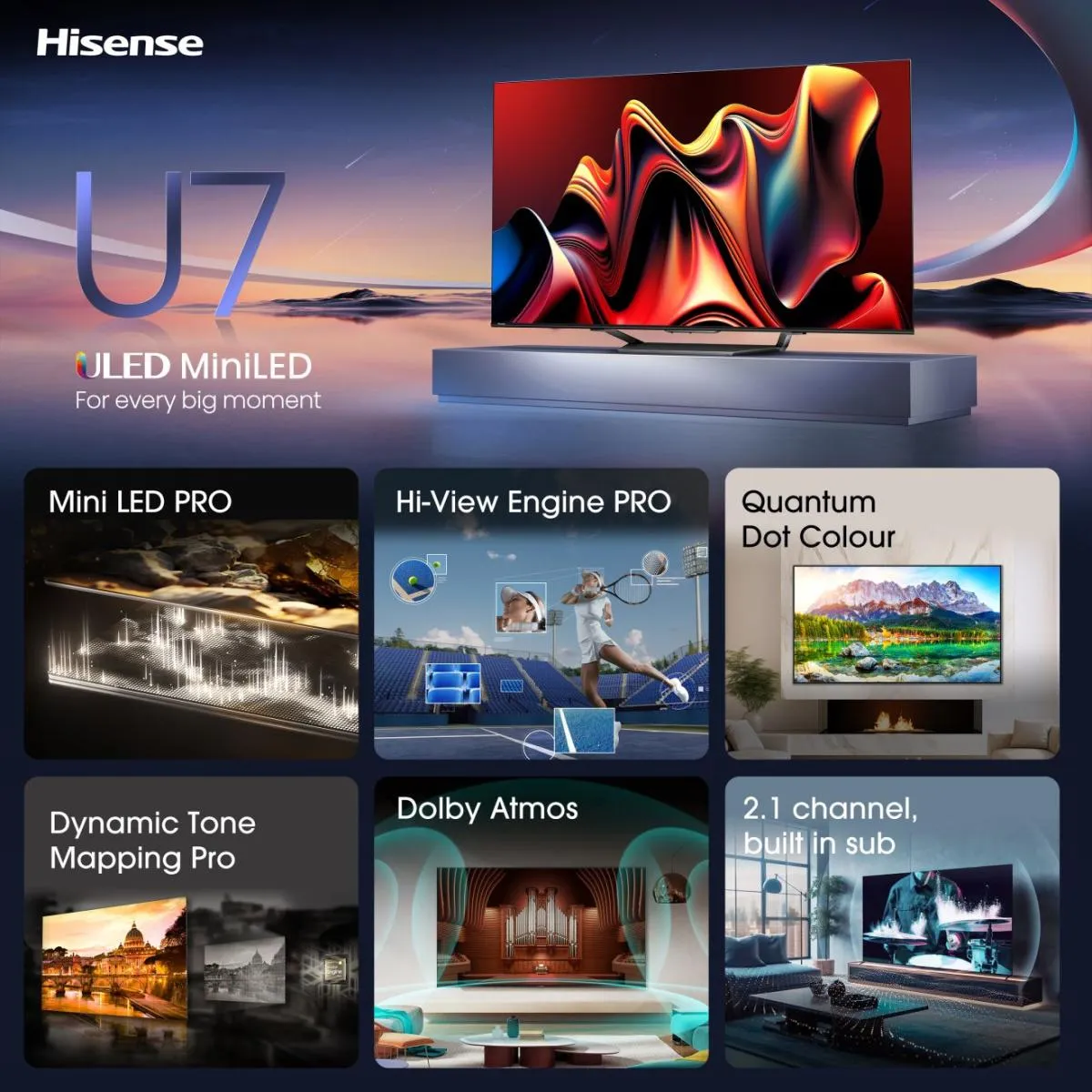 Hisense Mini LED Smart TV 75U7NQ ČR/TS – Bild 4