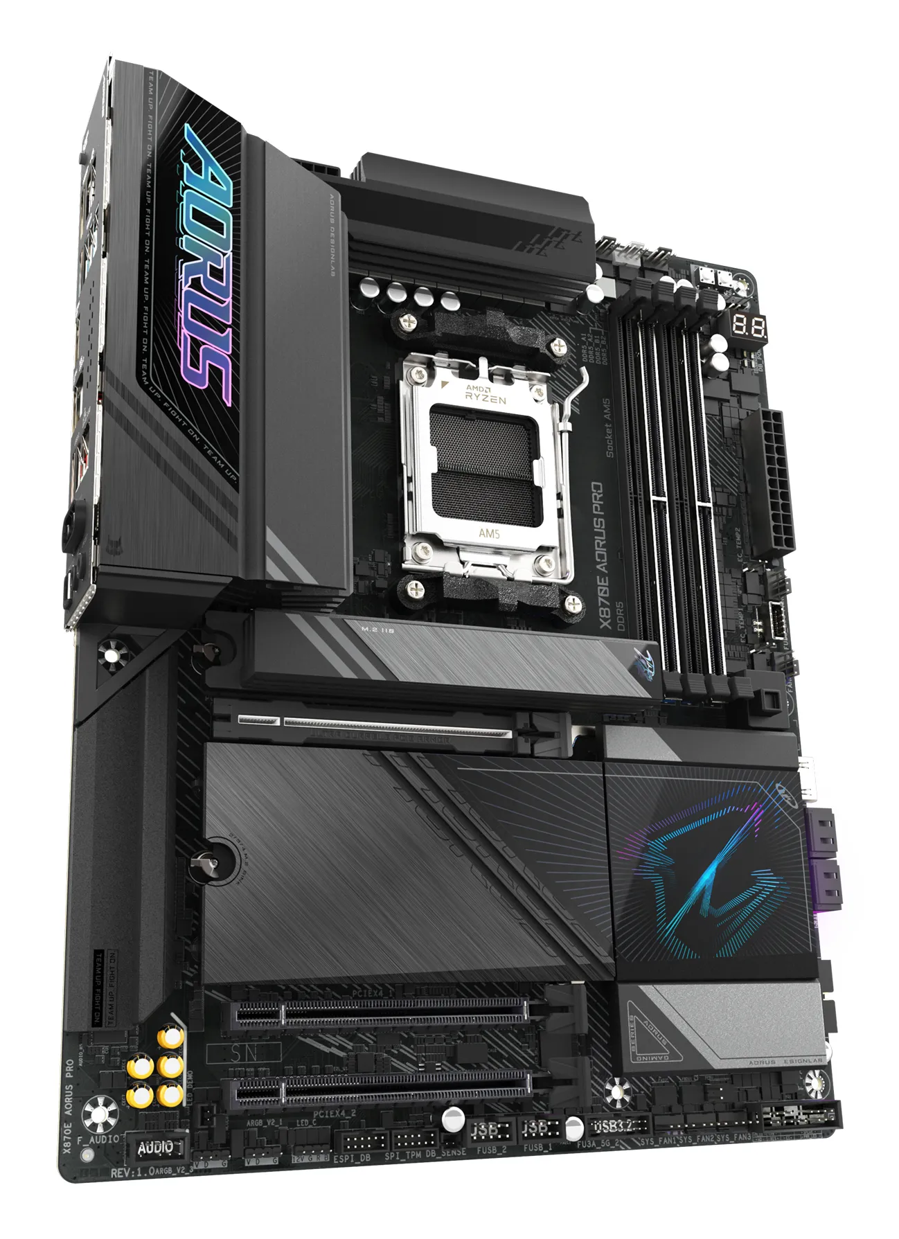 GIGABYTE X870E AORUS PRO Mainboard - Unterstützt AMD Ryzen 9000 CPUs, 16+2+2 Phasen digitales VRM, bis zu 8000MHz DDR5 (OC), 3xPCIe 5.0 + 1xPCIe 4.0, Wi-Fi 7, 2.5GbE LAN, USB 4 – Bild 3
