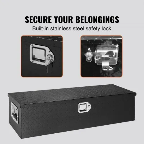 VEVOR 990 x 330 x 254 mm Werkzeugkasten für Lkw-Ladefläche, Abschließbar 83 L Truckbox Werkzeugbox Aufbewahrungs-Werkzeugkasten, 39 kg Tragfähigkeit Werkzeugkiste Organizer für Wohnmobil, PKW Schwarz – Bild 3