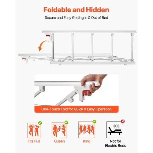 VEVOR Faltbares Bettgitter für Senioren, 122 cm Bettschutzgitter mit Befestigungsgurt, Rausfallschutz, Handschutzgriff, Kantenschutz passend für King-Size-, Queen-Size-, Full-Size- und Twin-Betten VEVOR Faltbares Bettgitter für Senioren, 122 cm Bettschutzgitter mit Befestigungsgurt, Rausfallschutz, Handschutzgriff, Kantenschutz passend für King-Size-, Queen-Size-, Full-Size- und Twin-Betten