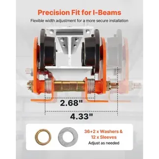 VEVOR Laufkatze mit 499 kg Tragkraft, Manuelles Rollfahrwerk mit Doppelrädern & 68-110 mm Flanschbreite, Handfahrwerk aus Kohlenstoffstahl für I-Träger, Krankatze für PA200 PA250 PA300 PA400 PA500 VEVOR Laufkatze mit 499 kg Tragkraft, Manuelles Rollfahrwerk mit Doppelrädern & 68-110 mm Flanschbreite, Handfahrwerk aus Kohlenstoffstahl für I-Träger, Krankatze für PA200 PA250 PA300 PA400 PA500