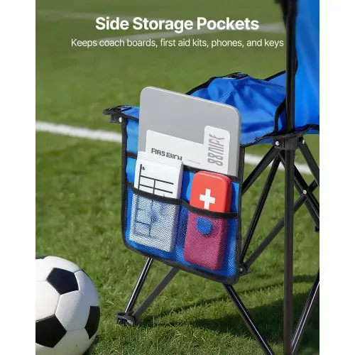 VEVOR tragbare Mannschaftsbank Sitzbank Campingbank (8 Personen) mit Seitentaschen & Tragetasche, Klappbank mit Rückenlehne, Seitenbank für Fußball Baseball Outdoor-Aktivitäten Blau – Bild 4