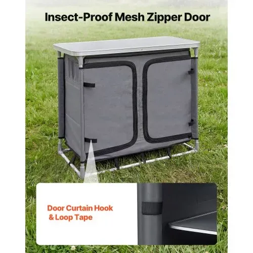 VEVOR Klappbare Campingküche, Tragbarer Campingschrank mit 6 Ablagefächern, Tragetasche & MDF-Tischplatte bis 50 kg Tragkraft, Küchenstation für Picknick, Grillen, Partys, Camping & Wohnmobilreisen – Bild 4