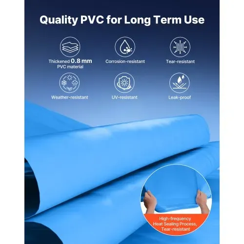 VEVOR Poolinnenfolie 3,5 m, Poolfolie für 120 cm Wandhöhe, Ersatzfolie aus PVC, Innenhülle 0,8 mm Stärke, Schwimmbadfolie UniBead, Austauschfolie, Geeignet für Oberirdische Pools, Blau – Bild 2
