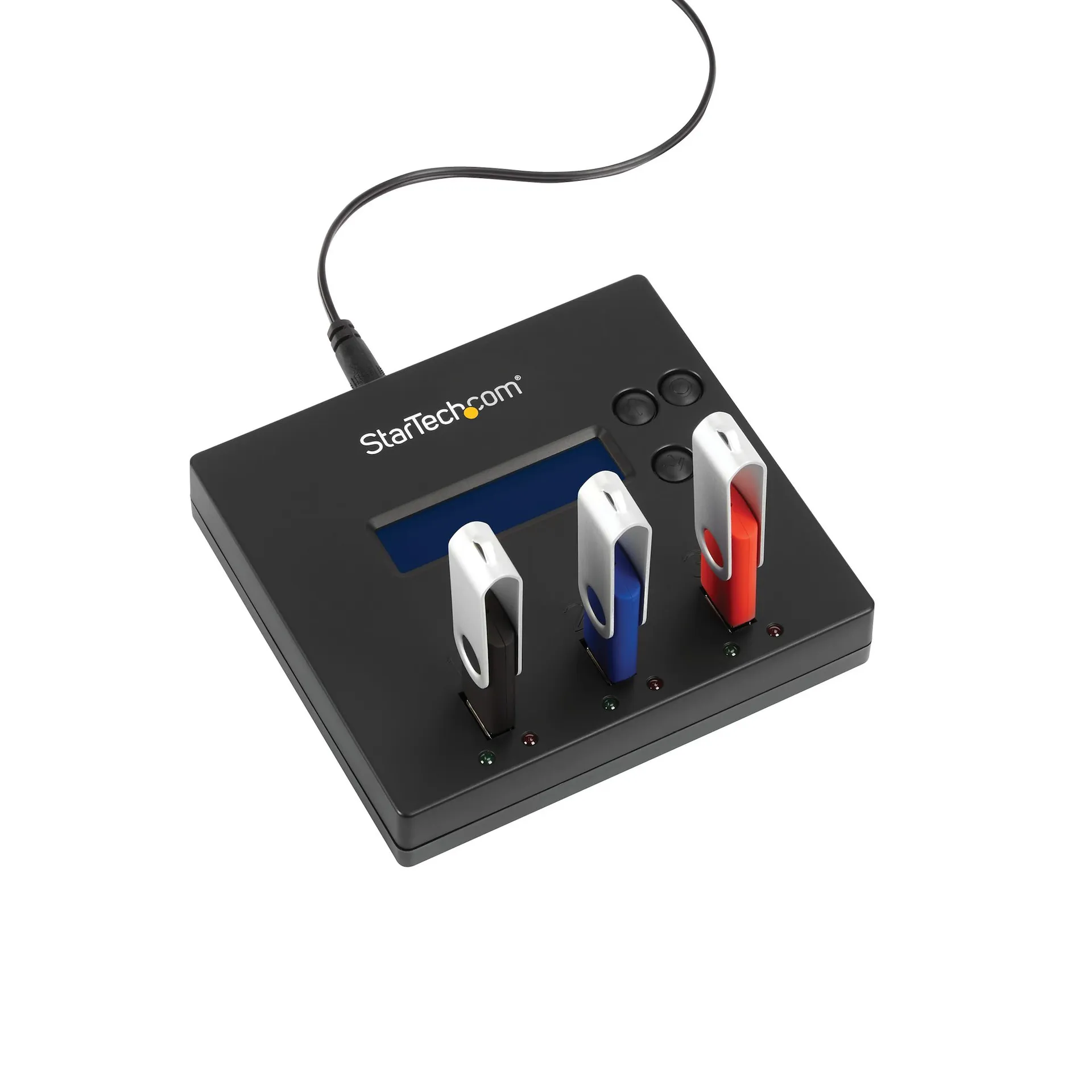 StarTech.com 1:2 USB Stick Klonstation und Löscher, Kopierer für mehrere USB Laufwerke, System and File und Sector-by-Sector Kopieren, 1,5 GB/min, 3-Pass Löschen, LCD Display – Bild 4