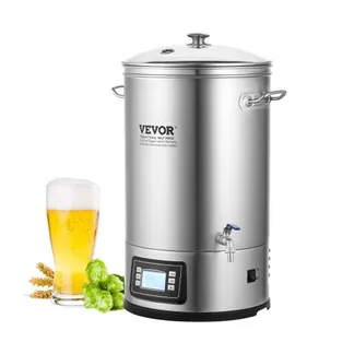 VEVOR Edelstahl Bierbrauanlage Wasserkocher 35 L, Wasserkocher zum Brauen, Heimbrauzubehör für Bier, Bierbraugerät Set inkl. Glasdeckel, Griff, Zapfhahn, Elektronische Bedienblende Gewerblich VEVOR Edelstahl Bierbrauanlage Wasserkocher 35 L, Wasserkocher zum Brauen, Heimbrauzubehör für Bier, Bierbraugerät Set inkl. Glasdeckel, Griff, Zapfhahn, Elektronische Bedienblende Gewerblich