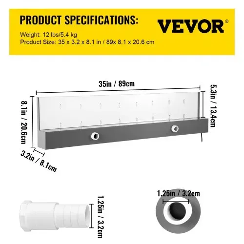 VEVOR Wasserfall 92 x 8 x 21 cm, Teich Wasserfall aus Acrylmaterial, Wasserfall und Bachlaufsets 8 m Netzkabel für Garden Wand, Mauer Gabione Teich Springbrunnen Bunte Streife, Wasserfontäne für Pool – Bild 6