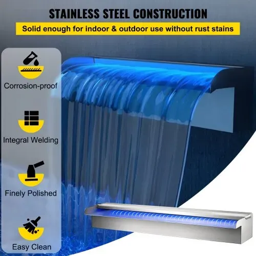 VEVOR Schwalldusche Poolfontäne LED 23,6 " x 4,5" x 3,1 " Poolbrunnen 1,3" Wasserfontäne 0,87" Dekoration Gartenteich – Bild 2