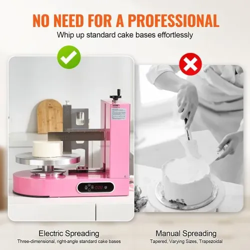 VEVOR einstellbare Tortencremestreichmaschine elektrische Tortendekorationsmaschine zum Verteilen von Kuchencreme, zum Bestreichen und Schmieren von Kuchenglasuren, für 15,24-35,56 cm Kuchen Rosa – Bild 3