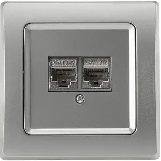 DELPHI Netzwerk-Dose 2x CAT6 inkl. Rahmen, UP, silber DELPHI Netzwerk-Dose 2x CAT6 inkl. Rahmen, UP, silber