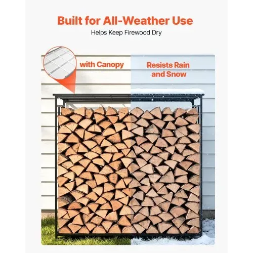 VEVOR Kaminholzregal 3/8 Cord Brennholzregal Feuerholzregal 1855x715x1850mm, für Kamin, Terrasse & Balkon, Rahmen aus Kohlenstoffstahl Pulverbeschichtet, Tragfähigkeit 730 kg, Kapazität 1962 L Schwarz – Bild 5
