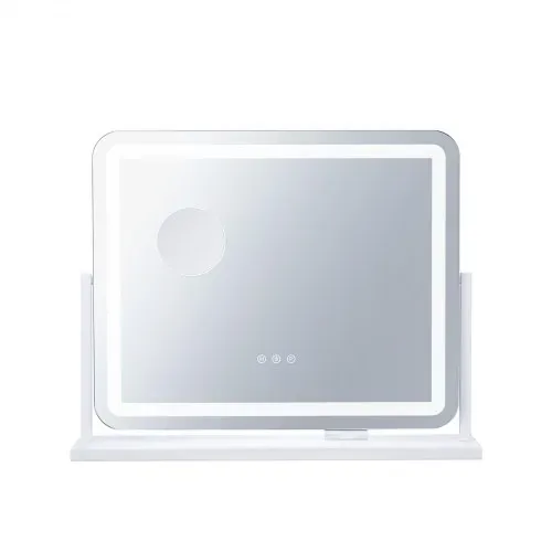 VEVOR Hollywood Schminkspiegel mit Beleuchtung, Kosmetikspiegel mit 3 Farbbeleuchtungsmodi, Schminkspiegel mit LEDs & 5-facher Vergrößerung, USB, Smart-Touch-Steuerung, 360°-Drehbar, 547x447mm – Bild 8
