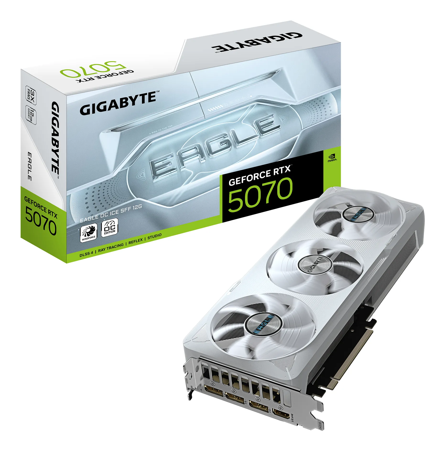 GIGABYTE GeForce RTX 5070 EAGLE OC ICE SFF 12G Grafikkarte – 12GB GDDR7, 192 Bit, PCI-E 5.0, 2587 MHz Core Clock, 3 x DP 2.1a, 1 x HDMI 2.1b, NVIDIA DLSS 4, GV-N5070EAGLEOC ICE-12GD GIGABYTE GeForce RTX 5070 EAGLE OC ICE SFF 12G Grafikkarte – 12GB GDDR7, 192 Bit, PCI-E 5.0, 2587 MHz Core Clock, 3 x DP 2.1a, 1 x HDMI 2.1b, NVIDIA DLSS 4, GV-N5070EAGLEOC ICE-12GD