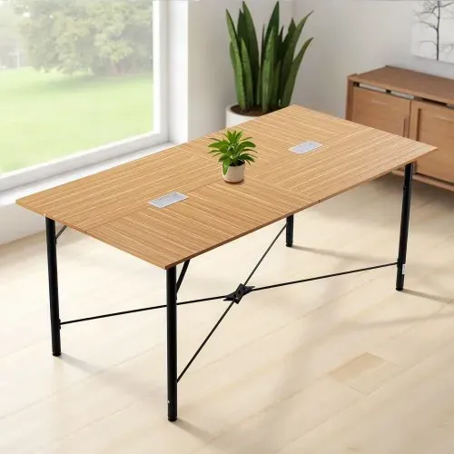 VEVOR Konferenztisch Besprechungstisch für 6-8 Personen 180 x 90 cm (L x B) rechteckiger Kombinationsschreibtisch Meetingtisch Mehrzwecktisch Pausentisch mit Metallbeinen für Büro Konferenzraum – Bild 7