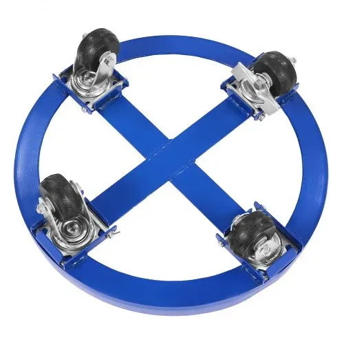 VEVOR Fassroller für 55 Gallonen, 907 kg Tragkraft, Ø615x188mm Transportroller mit Querstreben & 4 Lenkrollen, Kippsicherer Rollwagen für die Handhabung von Fässern im Lager, Blau – Bild 9
