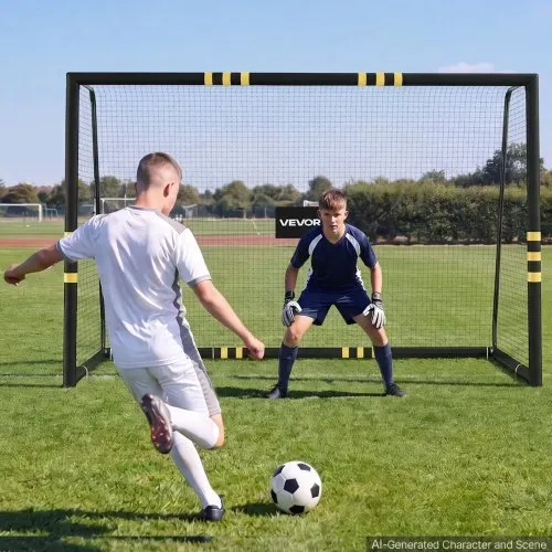 VEVOR Fußballtor 3 x 2 m, Tragbares Soccertor mit Dickwandigen Eisenrohren für Gärten Parks Schulen und Sportplätze, mit PE-Netz für über 110 km/h, Bodenankern und Stoßdämpfender Schaumstoffpolsterung – Bild 7