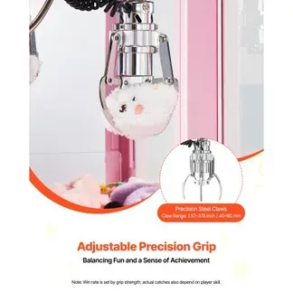 VEVOR Greifautomat, Greifer, mittelgroßer Spielautomat mit Licht & Ton, Präzisionsstahlklaue mit verstellbarem Griff für Plüschtiere, Verkaufsspielzeug, für kommerzielle Heimpartys & Kinos, Pink VEVOR Greifautomat, Greifer, mittelgroßer Spielautomat mit Licht & Ton, Präzisionsstahlklaue mit verstellbarem Griff für Plüschtiere, Verkaufsspielzeug, für kommerzielle Heimpartys & Kinos, Pink