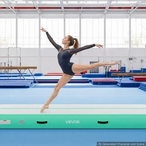 VEVOR Aufblasbare Gymnastikmatte 300x100x20 cm Airtrack-Turnmatte für Training, Wettkampfsport & Yoga, mit Rutschfester Oberfläche, 600-W-Elektroluftpumpe, Reparaturflicken, Düsen & Tasche, Mintgrün – Bild 7