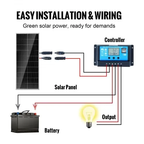 VEVOR 100W Solarpanel Kit 12V monokristallinen Solarmodul plus Laderegler 8,33A Solaranlage Umwandlungsrate von 23 % Kompatibel mit AGM-, GEL-, FLD-, LI-Batterien Ideal für Wohnmobile Yachten Zuhause – Bild 5