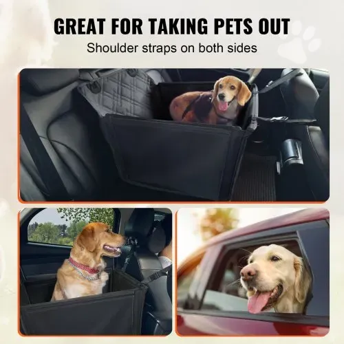 VEVOR Hundeautositz, wasserdichter Hundesitzerhöhung fürs Auto mit Stützrahmen, Haustierautositz mit ansteckbarer Sicherheitsleine, Hundeautobett für kleine, mittelgroße und große Hunde bis 22 kg, Schwarz – Bild 5
