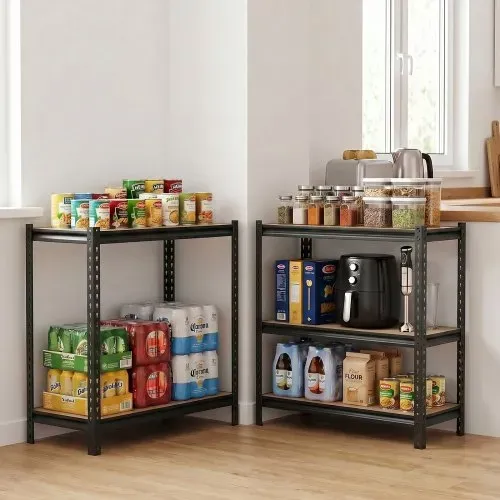 VEVOR Schwerlastregal 1025x517x1813mm, 1134kg Belastbares Lagerregal mit Stahlgestell 5 Verstellbaren MDF-Platten, Teilbares Steckregal als Werkbank, Flexibles Metallregal für Keller Garage Werkstatt – Bild 7