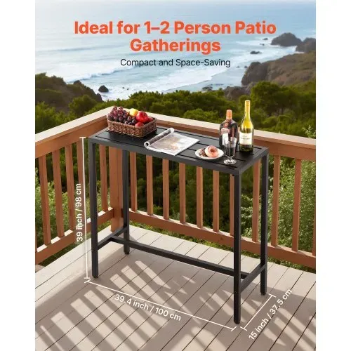 VEVOR Bartisch, 1000 x 375 x 980 mm, Bistrotisch, Stehtisch mit Metallgestell, rechteckige Esstische, Küchentisch, Tresentisch, Partytisch, Gartenmöbel für Balkon, Garten, Poolrand VEVOR Bartisch, 1000 x 375 x 980 mm, Bistrotisch, Stehtisch mit Metallgestell, rechteckige Esstische, Küchentisch, Tresentisch, Partytisch, Gartenmöbel für Balkon, Garten, Poolrand