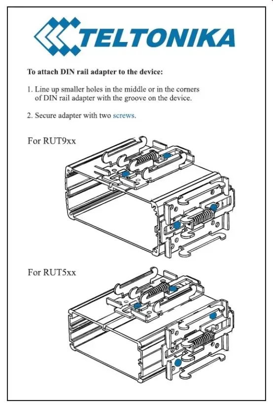 Teltonika · Zubehör · Montage · DIN Rail Kit / Hutschienen-Adapter – Bild 4