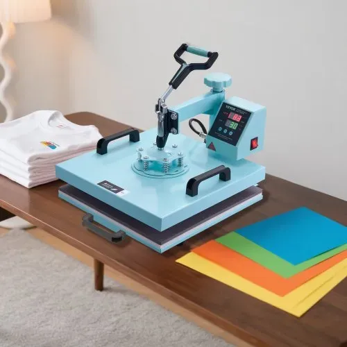 VEVOR Hitzepresse, 15 x 15 Zoll, 5-in-1-Wärmeübertragungsmaschine mit 30-oz-Tumbler-Presse, 360° wegschwenkbares T-Shirt-Pressen, digitale präzise Steuerung, für T-Shirts/Tassen/Hüte/Teller, grün – Bild 7