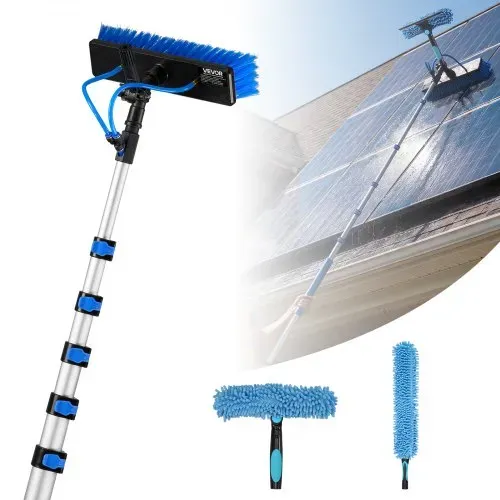 VEVOR Teleskop Waschbürste für Solarpanel, Photovoltaik Reiniger inkl. 2-10m Alu-Teleskop 20m Wasseranschluss 180° Bürste Abzieher & Seifenspender, Reinigungsset für Solaranlage Fenster Terrassendach VEVOR Teleskop Waschbürste für Solarpanel, Photovoltaik Reiniger inkl. 2-10m Alu-Teleskop 20m Wasseranschluss 180° Bürste Abzieher & Seifenspender, Reinigungsset für Solaranlage Fenster Terrassendach