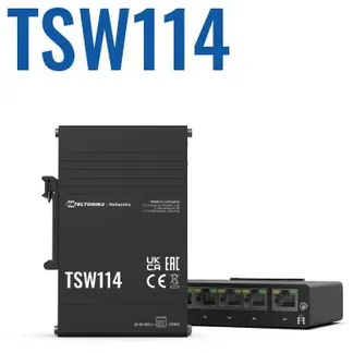 Teltonika · Switch · TSW114 · 5 Port Gigabit Industrial unmanaged Switch DIN RAIL Teltonika · Switch · TSW114 · 5 Port Gigabit Industrial unmanaged Switch DIN RAIL