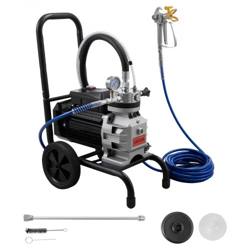 VEVOR Membran-Airless-Farbspritzgerät 1500 W, Rollbares Farbspritzgerät mit 19,31 MPa Hochdruck, 10 m Hochdruckschlauch, Reinigungsnadel und Bürste, für DIY-Sprüharbeiten im Innen- und Außenbereich VEVOR Membran-Airless-Farbspritzgerät 1500 W, Rollbares Farbspritzgerät mit 19,31 MPa Hochdruck, 10 m Hochdruckschlauch, Reinigungsnadel und Bürste, für DIY-Sprüharbeiten im Innen- und Außenbereich