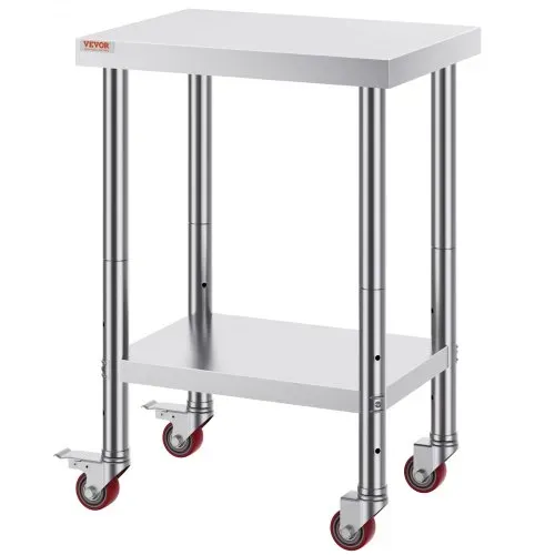 VEVOR Edelstahltisch Arbeitstisch 609,6 x 457,2 x 863,6 mm Edelstahl Catering Arbeitstisch 100kg für Belastbarkeit Lebensmittel Zubereitungstisch Gewerblicher Arbeitstisch – Bild 8
