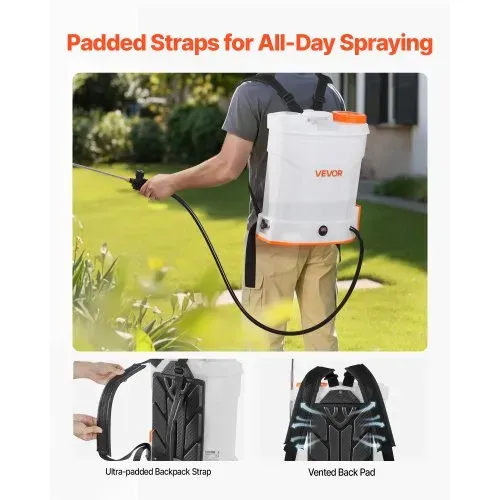 VEVOR Akku-Sprühgerät, 12 L, elektrischer Rücken-Drucksprüher, 2 einziehbare Stäbe und 5 Düsen, einstellbar 0–6 bar, 2 Stunden Laufzeit, tragbarer Pumpsprüher für Hof, Garten und Rasen – Bild 5