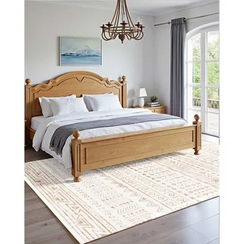 VEVOR Flächenteppich, 1829x2743 mm, Kurzflor, waschbarer Teppich, rutschfester Wohnzimmerteppich modern-Stil, Innenmatte für Schlafzimmer, Büro, Wohnzimmer, Kinderzimmer, Eingangsbereich, Beige – Bild 3