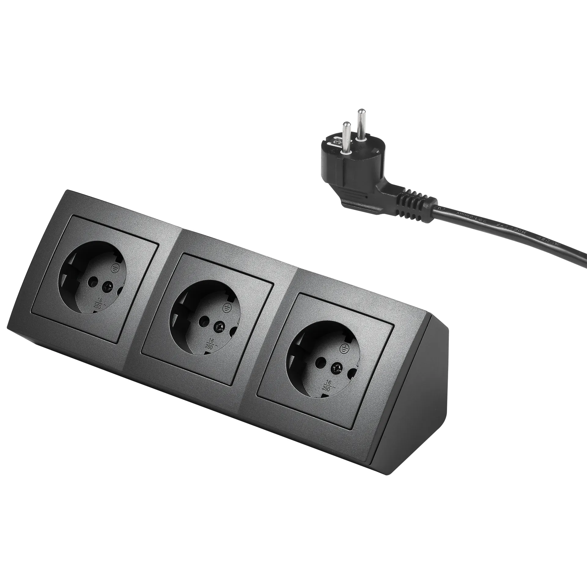 Steckdosenblock McPower ''Flair'' 250V~/16A, anthrazit, 3-fach, 2m Kabel+ Stecker – Bild 3