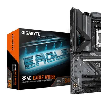 GIGABYTE B840 EAGLE WIFI6E Mainboard – AMD Ryzen 9000 Prozessoren, 8+2+2 Phasen VRM, bis zu 8200MHz DDR5(O.C), 2xPCIe 4.0 + 1xPCIe 3.0 M.2, Wi-Fi 6E, 2.5GbE LAN, USB 3.2 Gen 2 GIGABYTE B840 EAGLE WIFI6E Mainboard – AMD Ryzen 9000 Prozessoren, 8+2+2 Phasen VRM, bis zu 8200MHz DDR5(O.C), 2xPCIe 4.0 + 1xPCIe 3.0 M.2, Wi-Fi 6E, 2.5GbE LAN, USB 3.2 Gen 2