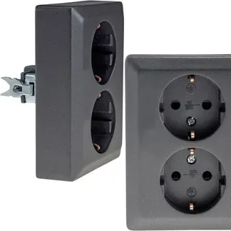 MILOS Schutzkontakt-Steckdose 2-fach 250V~/ 16A, 1x UP, anthrazit MILOS Schutzkontakt-Steckdose 2-fach 250V~/ 16A, 1x UP, anthrazit