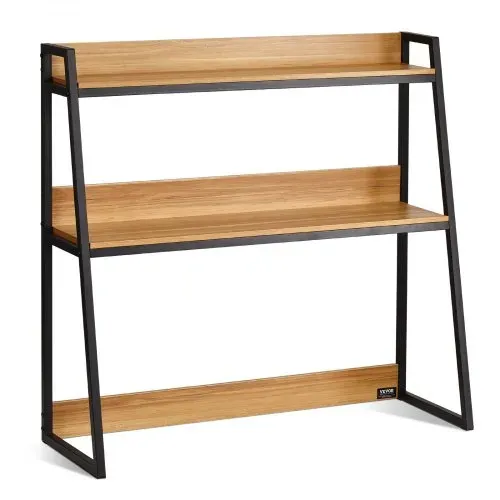 VEVOR Schreibtisch Bücherregal 2-stufiger Organizer (95 x 32 x 90 cm) Tischregale Organizer Ausstellungsregal aus Spanplatten + Melaminpapier + Q195A, Regal mit rutschfesten Füßen, Büro schwarz – Bild 10