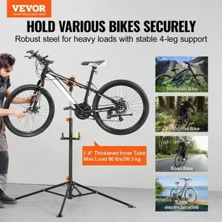 VEVOR Fahrradreparaturständer Fahrradmontageständer, Reparaturständer für Fahrräder, Schwerlast-Montageständer 36,3 kg, 1079,5–1900 mm Höhenverstellbarer Fahrradständer mit vier Standbeinen Schwarz VEVOR Fahrradreparaturständer Fahrradmontageständer, Reparaturständer für Fahrräder, Schwerlast-Montageständer 36,3 kg, 1079,5–1900 mm Höhenverstellbarer Fahrradständer mit vier Standbeinen Schwarz
