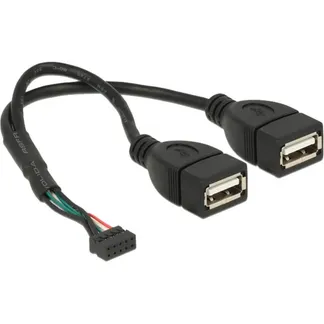 USB 2.0 Y-Kabel, 10 Pin Header > 2x USB-A Buchse USB 2.0 Y-Kabel, 10 Pin Header > 2x USB-A Buchse