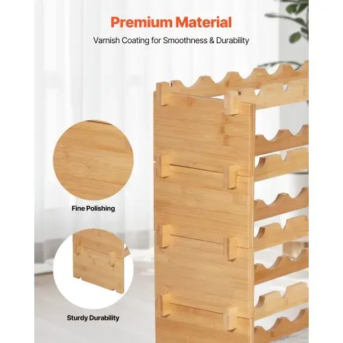 VEVOR stapelbares modulares Weinregal für 72 Flaschen, 8-stöckig, Flaschenregal mit 80 kg Gesamtbelastbarkeit, wackelfrei, Weinflaschenständer für Küche Weinkeller Bar, Weinflaschenhalter Natur – Bild 4